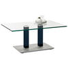 COUCHTISCH Klarglas 110/70/46-65 cm rechteckig Blau, Edelstahlfarben  - Blau/Edelstahlfarben, Design, Glas/Kunststoff (110/70/46-65cm)
