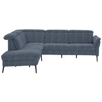 ECKSOFA in Struktur Blau  235/275 cm  - Blau/Schwarz, MODERN, Textil/Metall (235/275cm) - Cantus