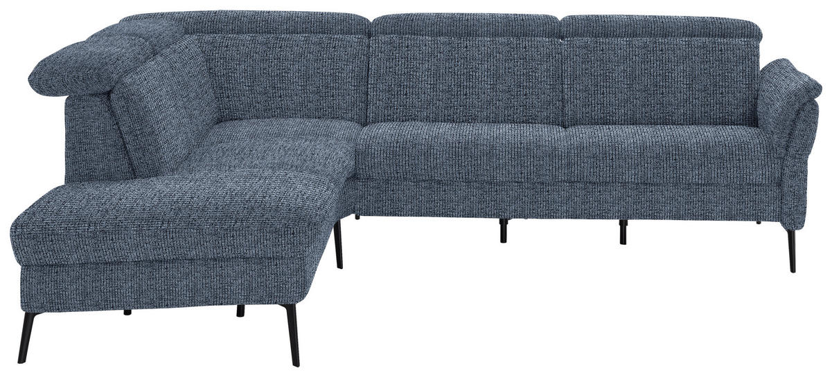 ECKSOFA in Struktur Blau  235/275 cm  - Blau/Schwarz, MODERN, Textil/Metall (235/275cm) - Cantus