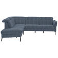ECKSOFA in Struktur Blau 235/275 cm - Blau/Schwarz, MODERN, Textil/Metall (235/275cm) - Cantus