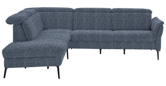 ECKSOFA in Struktur Blau 235/275 cm - Blau/Schwarz, MODERN, Textil/Metall (235/275cm) - Cantus