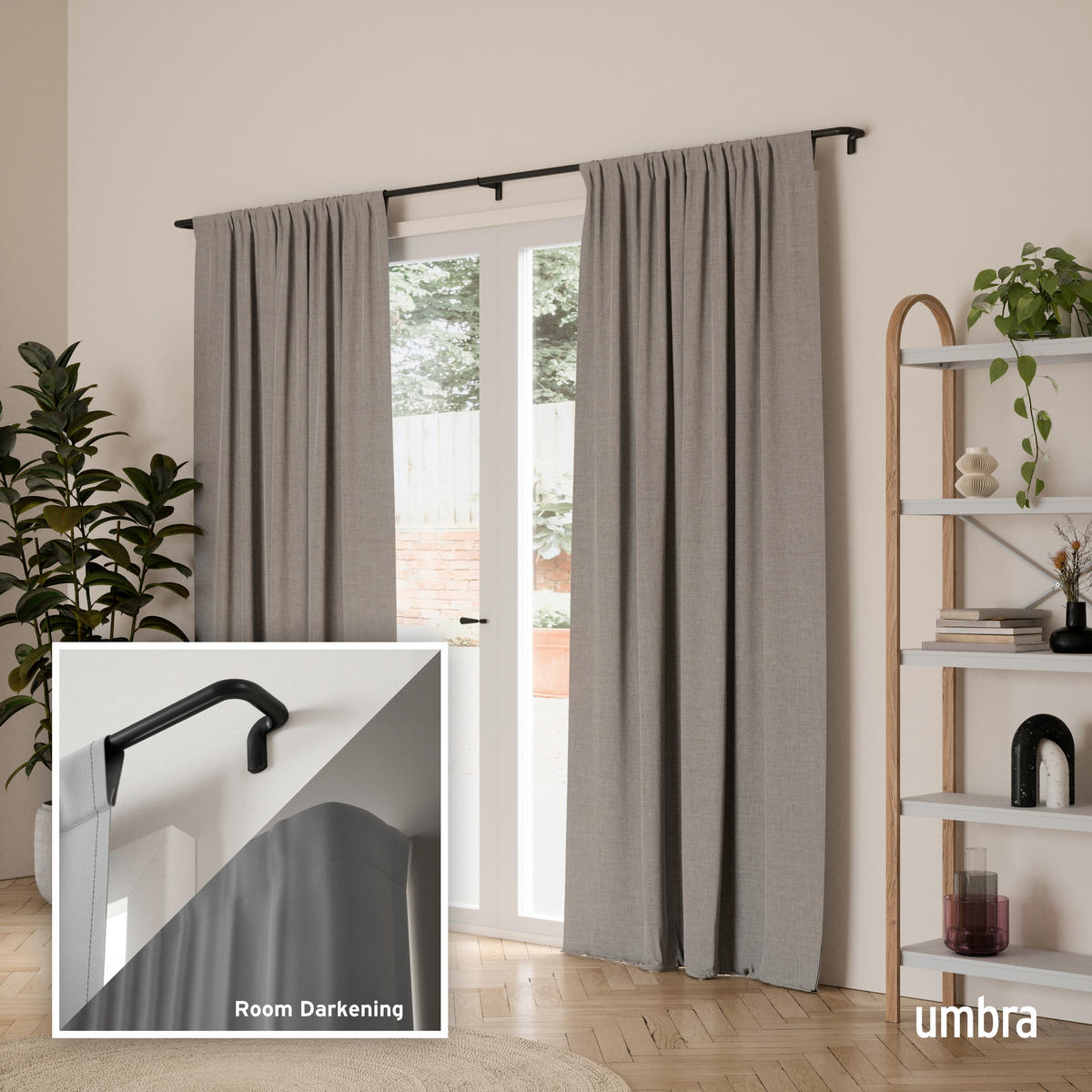 VORHANGSTANGENSET  168-365 cm  - Schwarz, KONVENTIONELL, Kunststoff/Metall (168-365cm) - Umbra