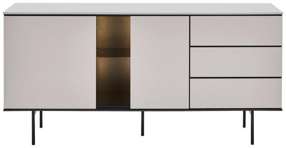 SIDEBOARD in 167/83/41 cm - Kaschmir/Schwarz, Design, Glas/Holzwerkstoff (167/83/41cm) - Voleo