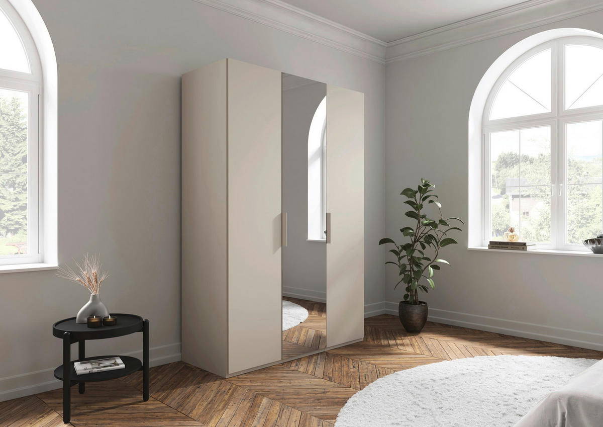 DREHTÜRENSCHRANK 151/235/61 cm,  in Champagner, 3-türig  - Champagner, Basics, Glas/Holzwerkstoff (151/235/61cm) - Novel