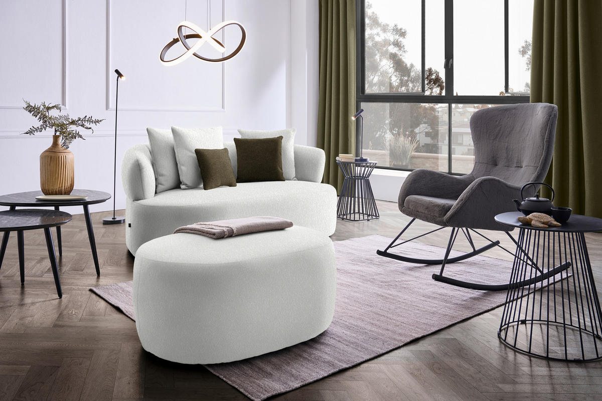 2-SITZER-SOFA in Bouclé Sandfarben  - Sandfarben/Schwarz, MODERN, Kunststoff/Textil (177/86/105cm) - Hom`in