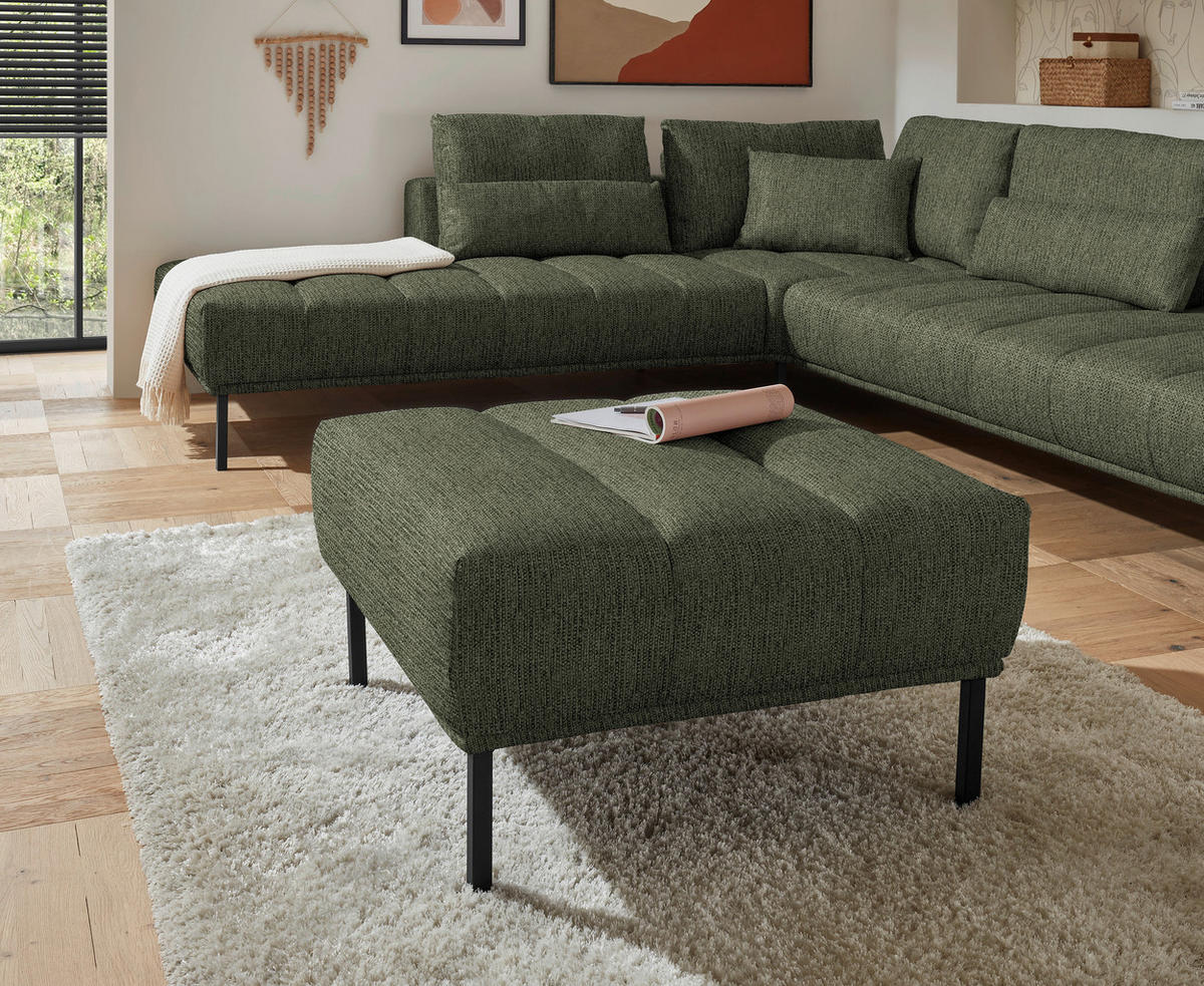 ECKSOFA  in Flachgewebe Grün  270/308 cm  - Schwarz/Grün, Design, Textil/Metall (270/308cm) - Pure Home Lifestyle