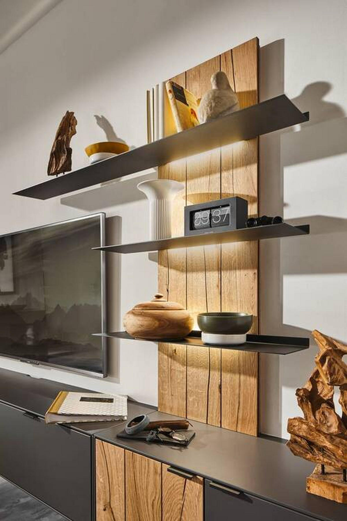 WOHNWAND  in Graphitfarben, Eichefarben  273,8/205,5/37,1 cm  - Eichefarben/Anthrazit, Design, Holz/Holzwerkstoff (273,8/205,5/37,1cm) - Dieter Knoll