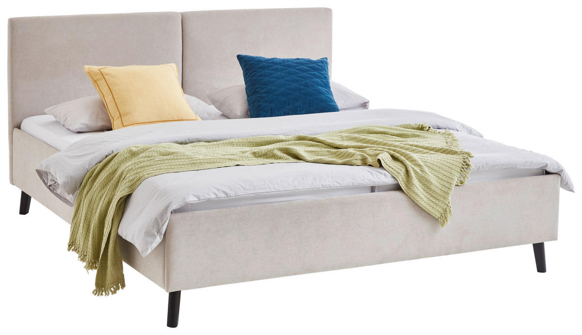 POLSTERBETT 180/200 cm  in Beige  - Beige/Schwarz, Basics, Holz/Textil (180/200cm) - Boxxx