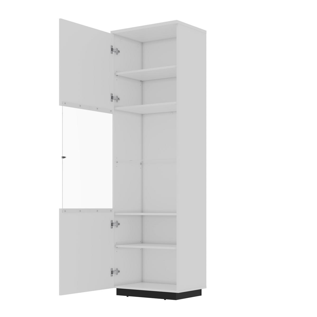 VITRINE Schwarz, Weiss, Weiss Hochglanz  - Weiss Hochglanz/Weiss, Design, Glas/Holzwerkstoff (60/200/40,5cm) - MID.YOU