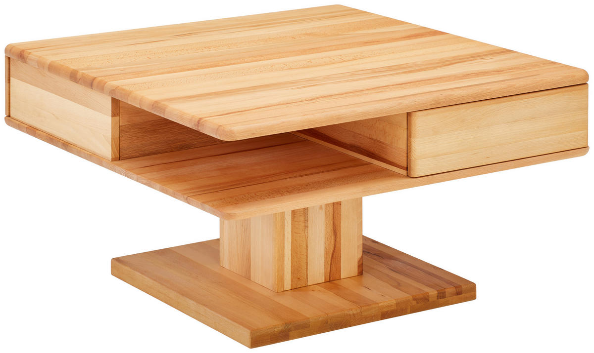 COUCHTISCH Buche massiv 80/80/47 cm quadratisch Buchefarben  - Buchefarben, KONVENTIONELL, Holz (80/80/47cm) - Linea Natura