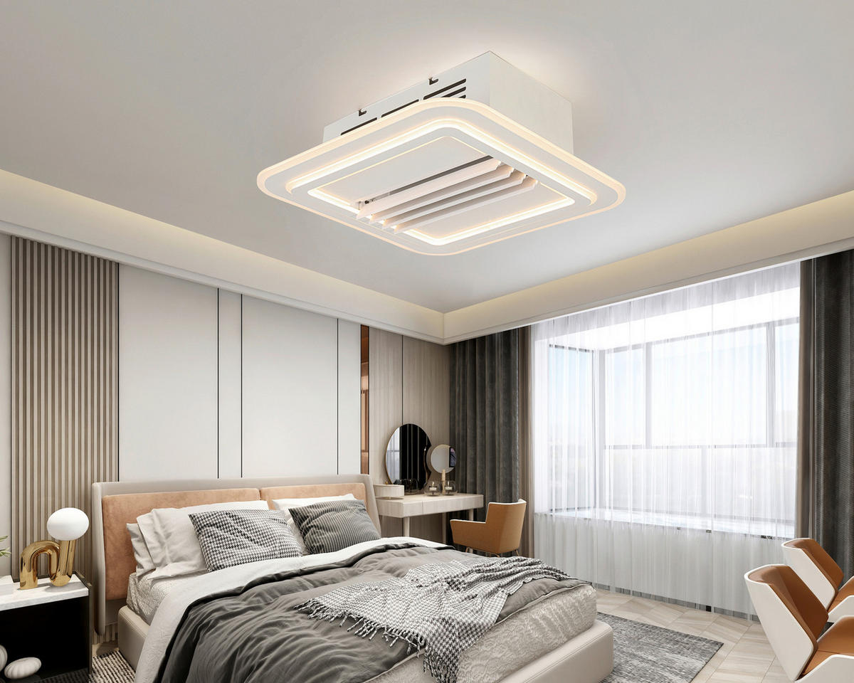 STROPNÝ VENTILÁTOR, 50/50/16 cm - čierna/biela, Basics, kov/plast (50/50/16cm) - Mican