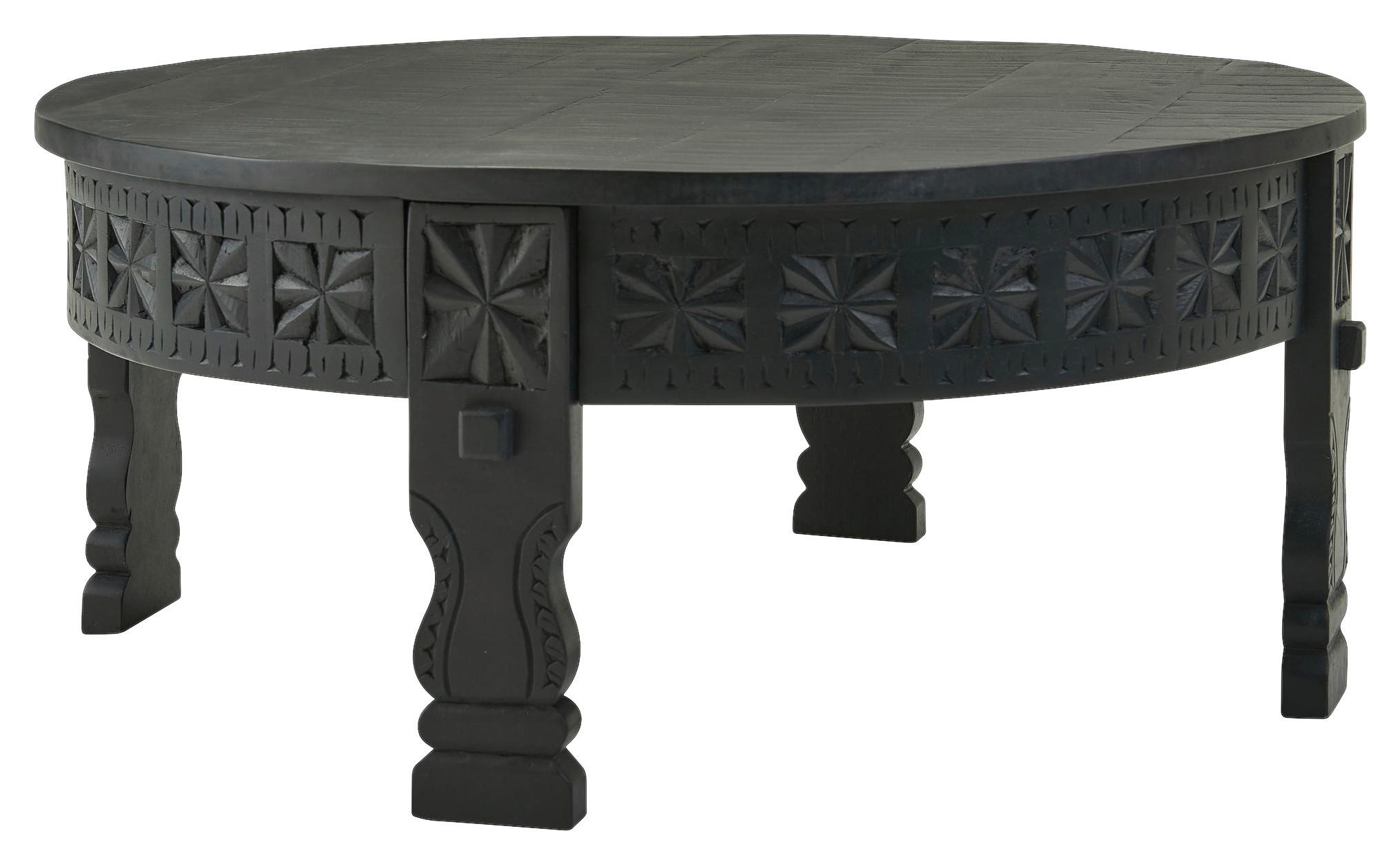 COUCHTISCH Mangoholz massiv 80/80/36 cm rund Schwarz  - Schwarz, MODERN, Holz (80/80/36cm) - MID.YOU