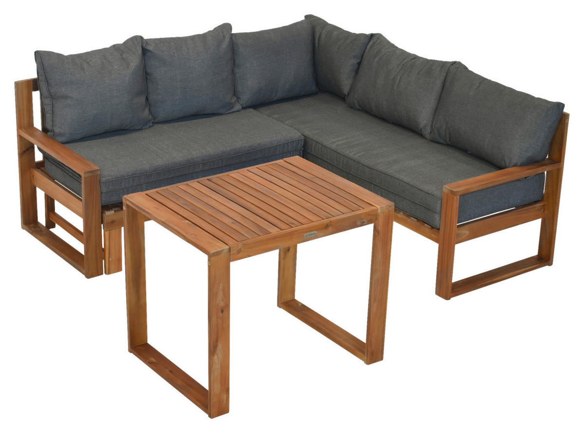 TERASOVÁ SEDACIA SÚPRAVA drevo - sivá/prírodná farba, Modern, drevo (182/166/62,5cm) - Gardenson