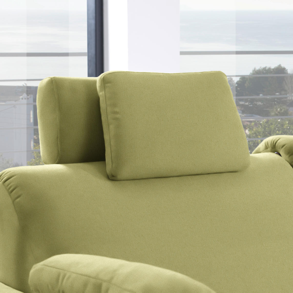 ECKSOFA in Flachgewebe Hellgrün  261/203 cm  - Eichefarben/Hellgrün, KONVENTIONELL, Holz/Textil (261/203cm) - Sedda