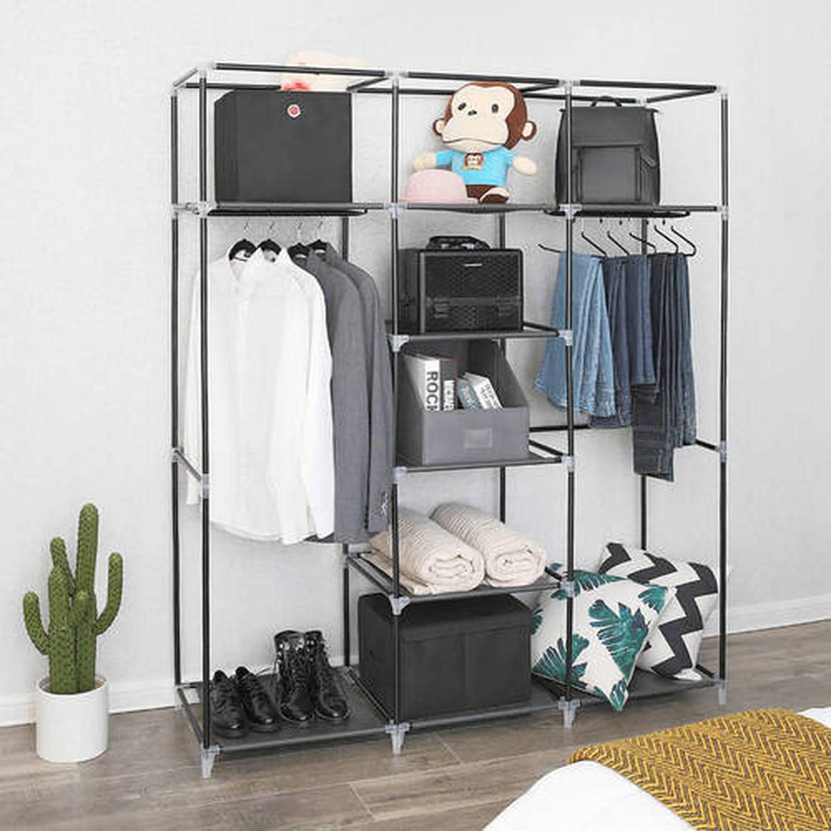 STOFFSCHRANK in Schwarz  - Schwarz, Trend, Kunststoff/Textil (150/175/45cm) - Boxxx
