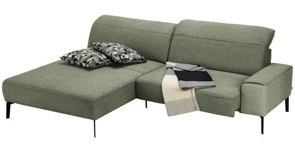 ECKSOFA  in Mikrofaser Grün  203/266 cm  - Schwarz/Grün, Design, Textil/Metall (203/266cm) - Johann Jakob