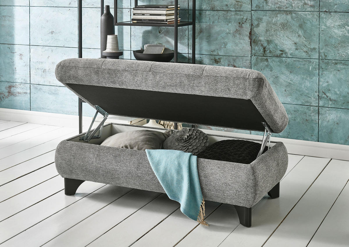ECKSOFA in Webstoff Grau  - Alufarben/Grau, Design, Textil/Metall (260/319cm) - Beldomo Style