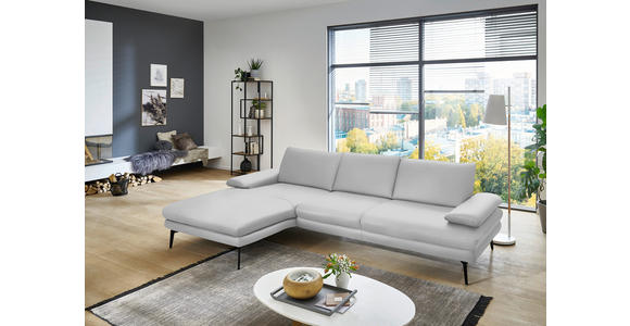 ECKSOFA in Echtleder Weiß 180/310 cm - Schwarz/Weiß, Design, Leder/Metall (180/310cm) - Dieter Knoll