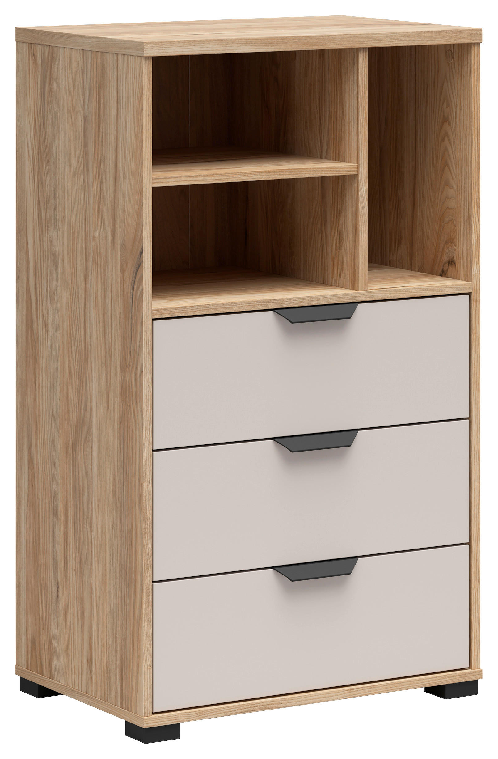 KOMMODE , 60/102,5/40 cm, 3 Schublade(n)  - Kaschmir/Eichefarben, Basics, Holzwerkstoff/Kunststoff (60/102,5/40cm) - Milino