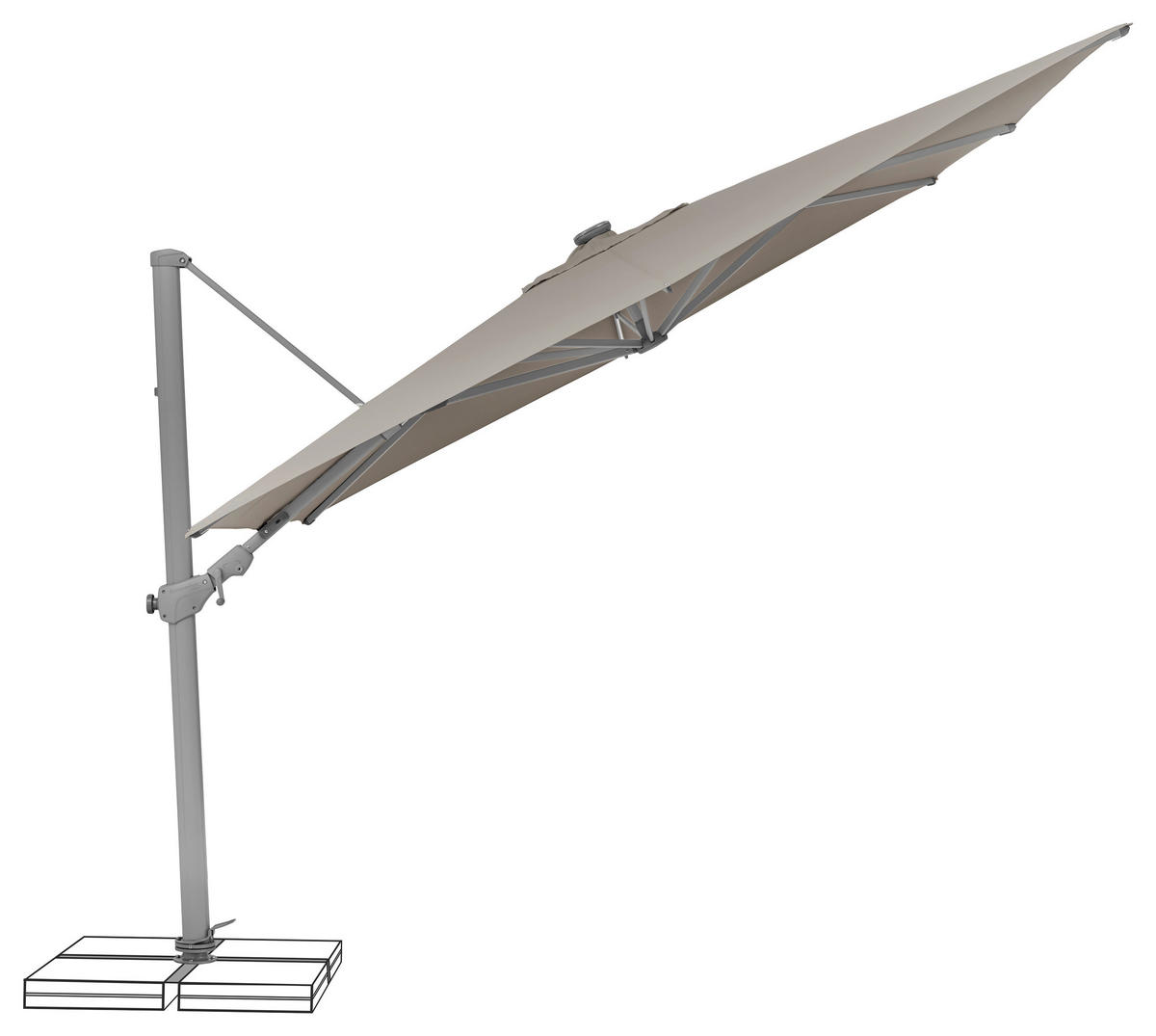 AMPELSCHIRM 300 cm  - Taupe/Silberfarben, Basics, Textil/Metall (300/300cm) - Suncomfort by Glatz