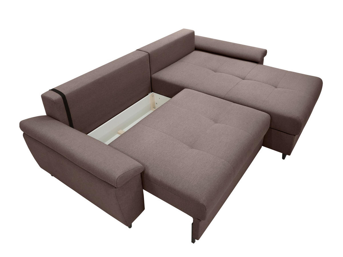 ECKSOFA GORDES Braun  - Schwarz/Braun, Design, Holz/Textil (248/174cm) - MID.YOU
