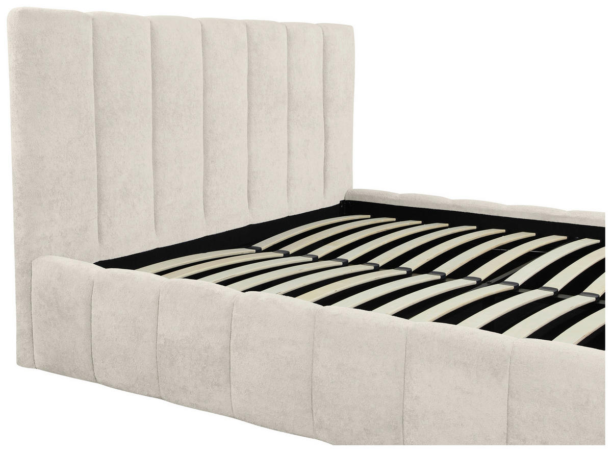 POLSTERBETT 180/200 cm,  in Beige, gepolstertes Kopfteil, Lattenrost, Bettkasten,  - Beige/Schwarz, Basics, Holz/Kunststoff (180/200cm) - Carryhome
