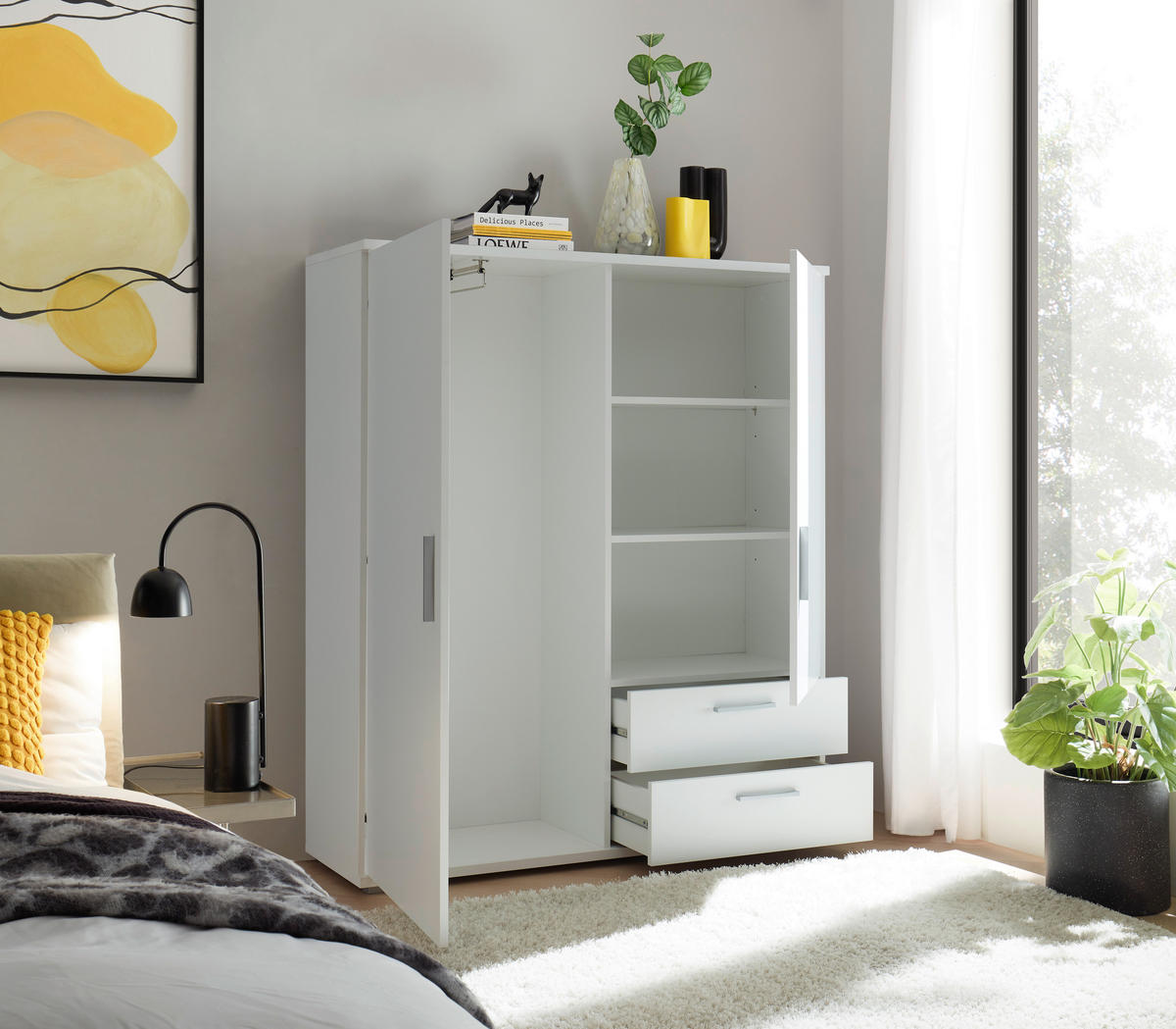 HIGHBOARD , 120/140/38 cm, 2 Schublade(n)  - Alufarben/Weiß, KONVENTIONELL, Holzwerkstoff/Kunststoff (120/140/38cm) - Carryhome