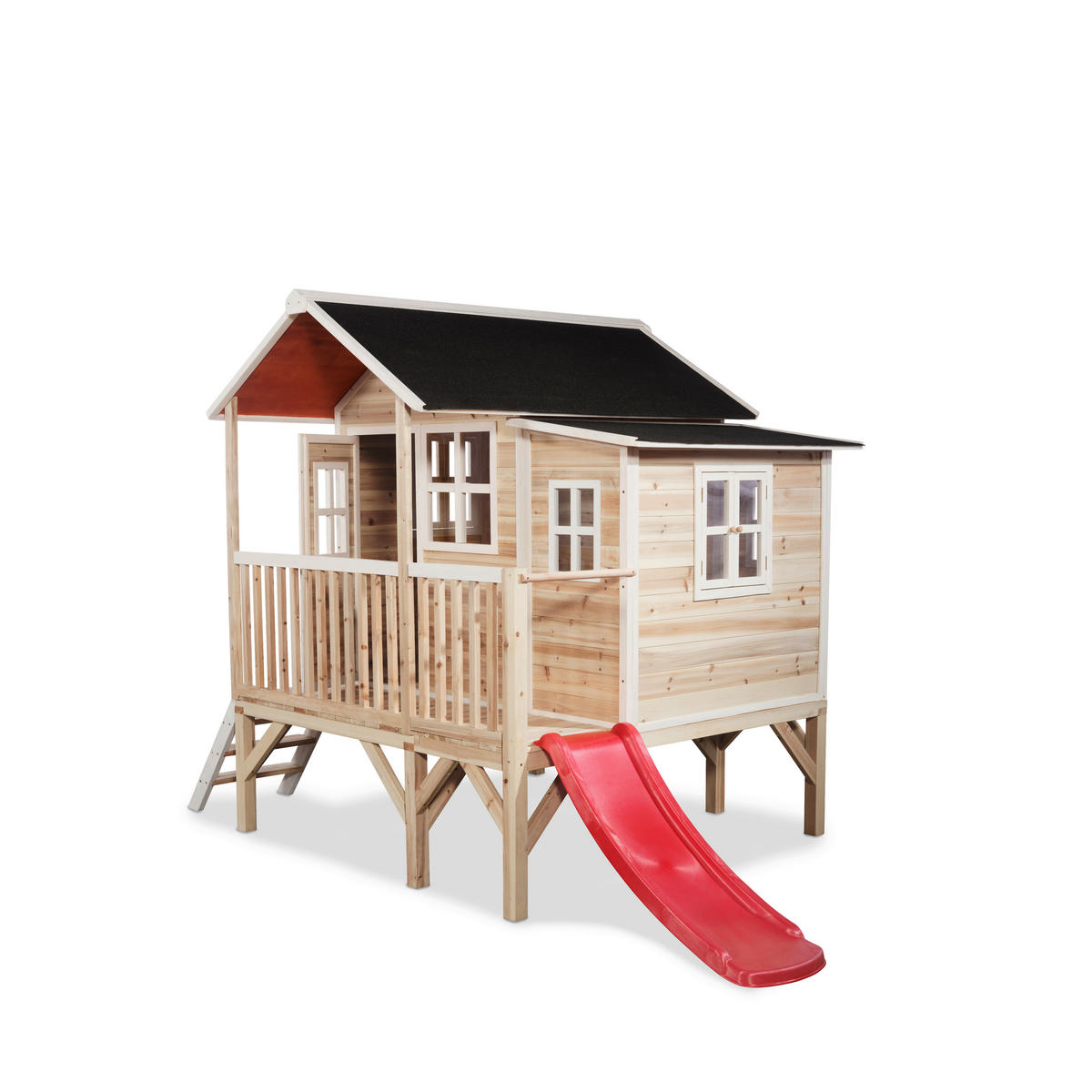 SPIELHAUS  - Rot/Naturfarben, KONVENTIONELL, Holz/Kunststoff (322/190/215cm) - EXIT Toys