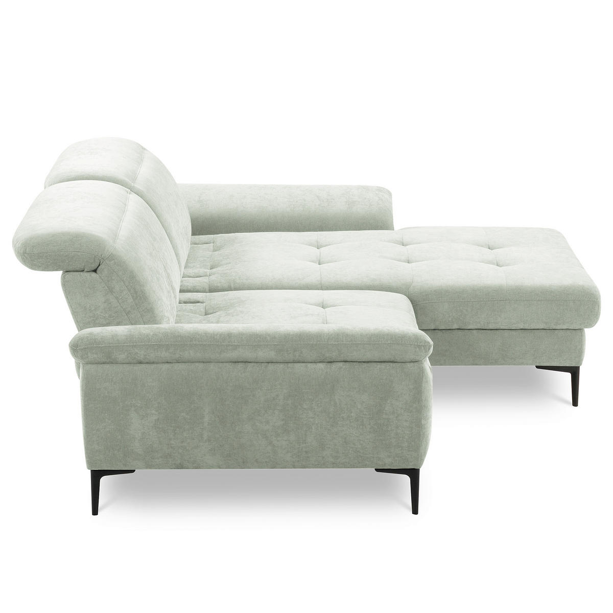 ECKSOFA  Webstoff Mintgrün  - Schwarz/Mintgrün, Design, Textil/Metall (268/195cm) - Livetastic