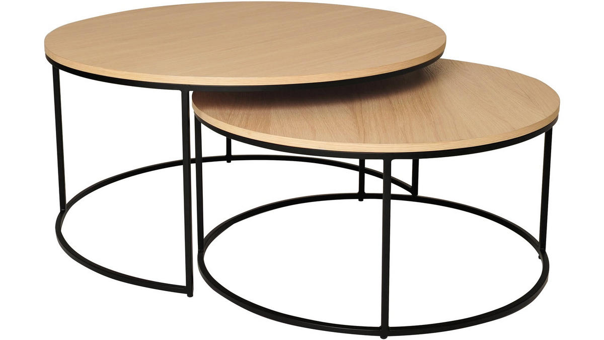 SOFFBORD SET i trä, metall 85/70/85/70/45/36,5 cm  - svart/ekfärgad, Design, metall/trä (85/70/85/70/45/36,5cm) - Niels Andersson