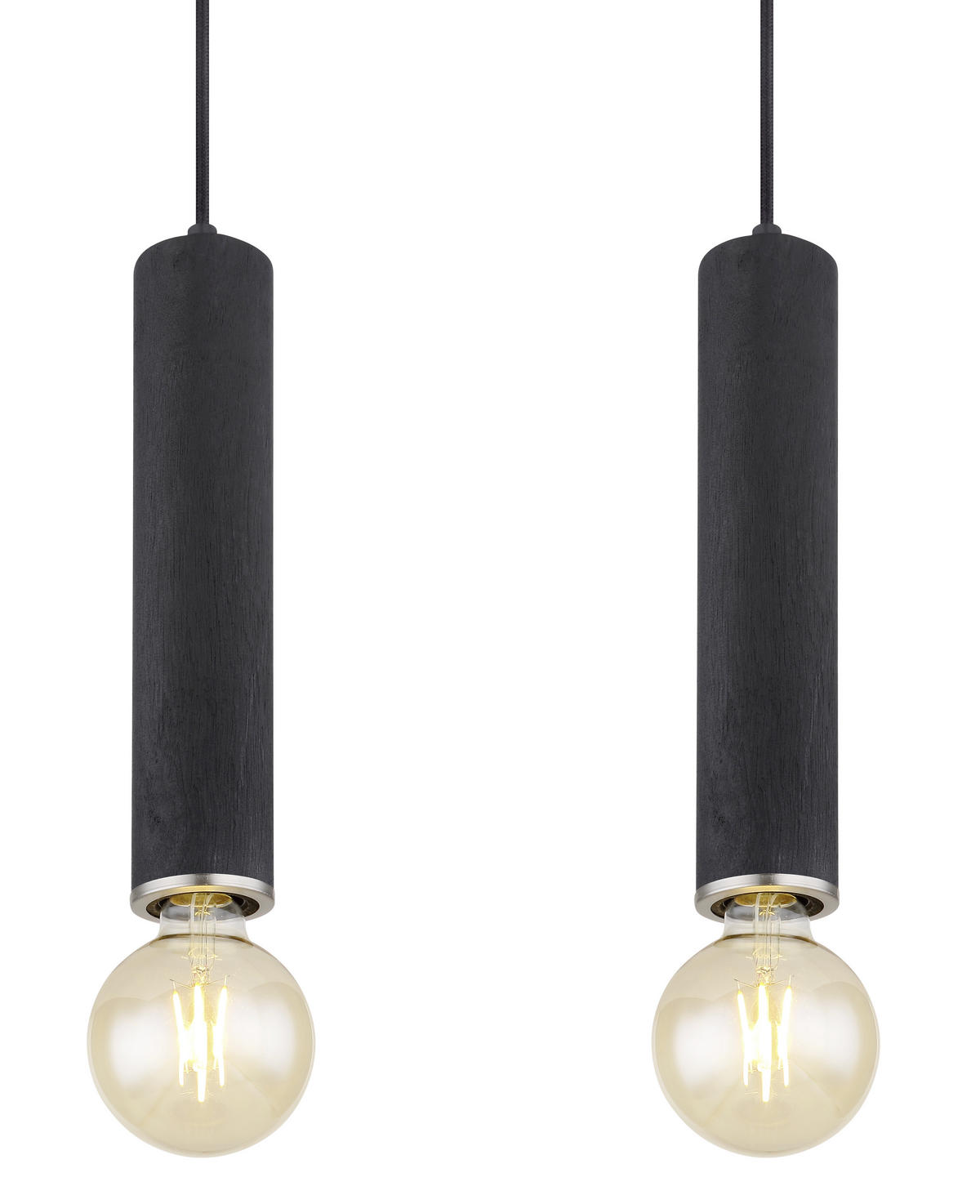 HÄNGELEUCHTE Marion 93/10/120 cm   - Schwarz/Nickelfarben, Basics, Holz/Textil (93/10/120cm) - Globo