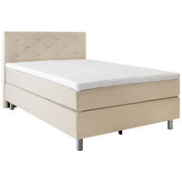 BOXSPRINGBETT 120/200 cm,  in Beige, Matratze, gepolstertes Kopfteil, Topper, H3 = fest  - Beige/Alufarben, KONVENTIONELL, Textil/Metall (120/200cm) - Welnova