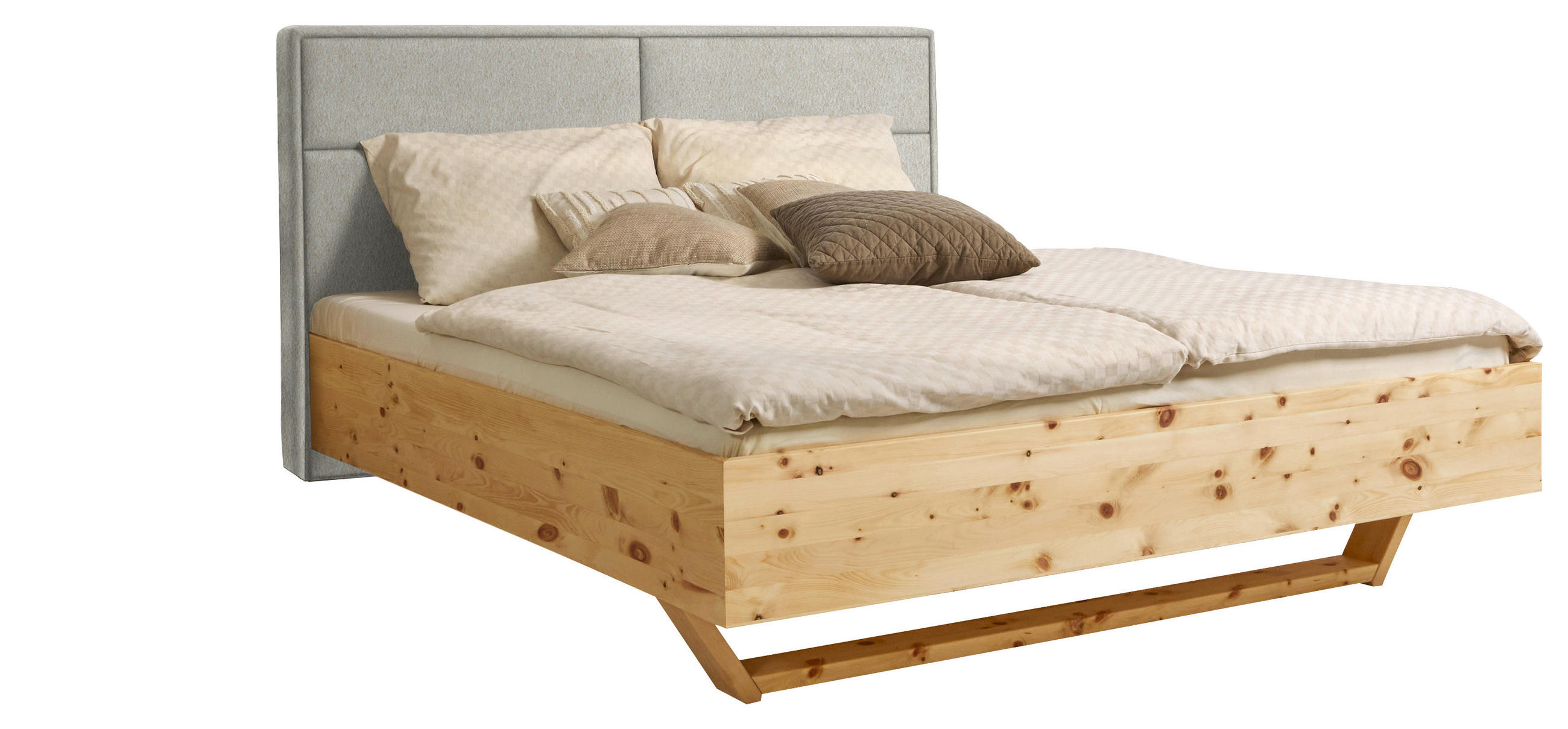 BETT 180/200 cm  in Naturfarben, Zirbelkieferfarben   - Zirbelkieferfarben/Naturfarben, Natur, Holz/Textil (180/200cm) - Valnatura