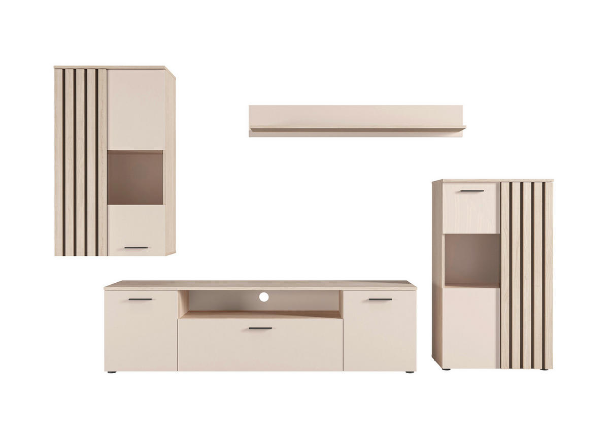 SZEKRÉNYSOR tölgyfa színű, kasmírszínű  - kasmírszínű/tölgyfa színű, Modern, műanyag/faalapú anyag (290/190/40cm) - Hom`in