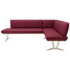 ECKBANK 257/162 cm  in Weinrot  - Edelstahlfarben/Beige, Design, Leder/Holz (257/162cm) - Ambiente