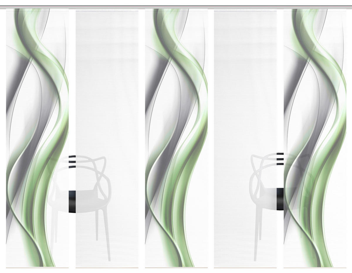 FLÄCHENVORHANG  5 Stück  blickdicht  60/260 cm   - Weiß/Grau, Design, Textil (60/260cm)