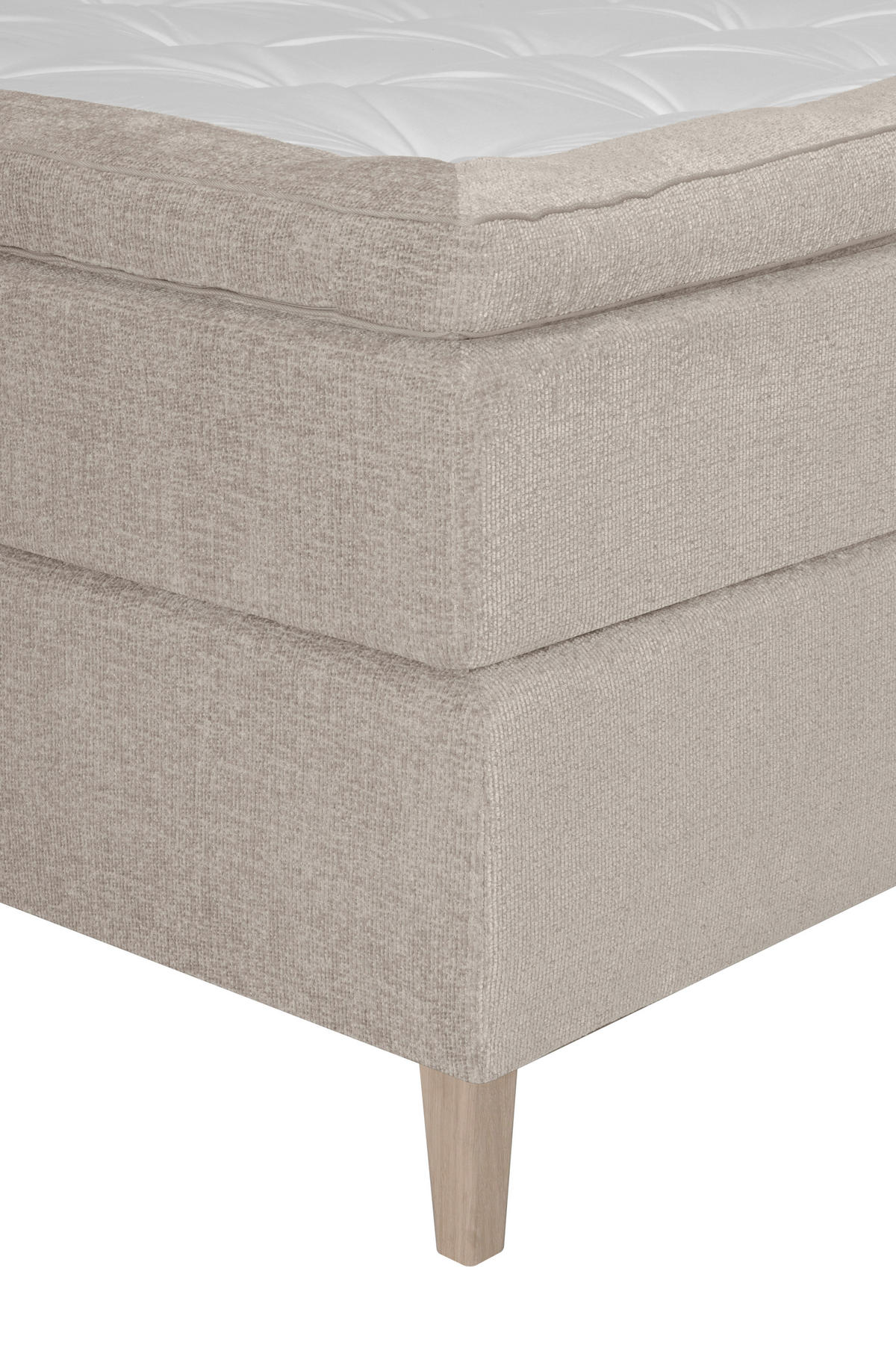 BOXSPRING-ÁGY 120/200 cm  bézs  - bézs/tölgyfa, Konventionell, textil/fa (120/200cm) - Welnova