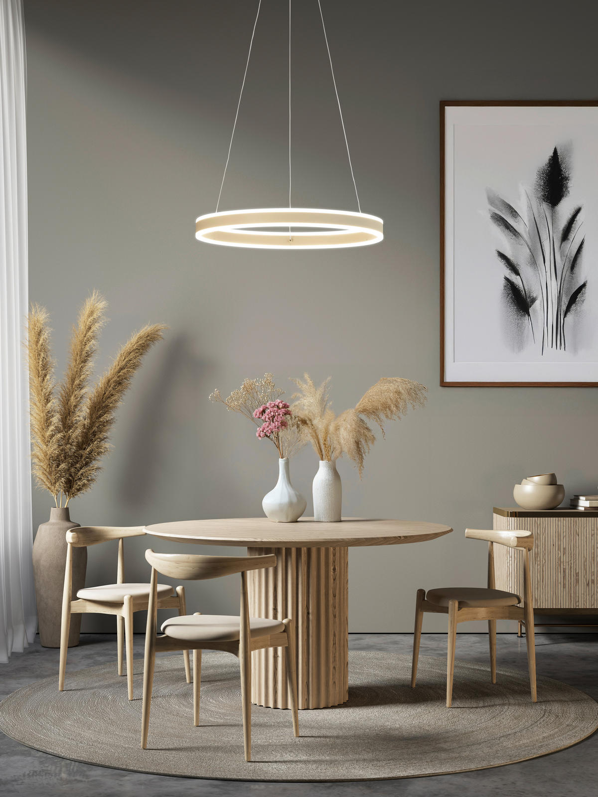 LED-HÄNGELEUCHTE Silivio 50/70-180 cm  - Sandfarben, Design, Metall (50/70-180cm)