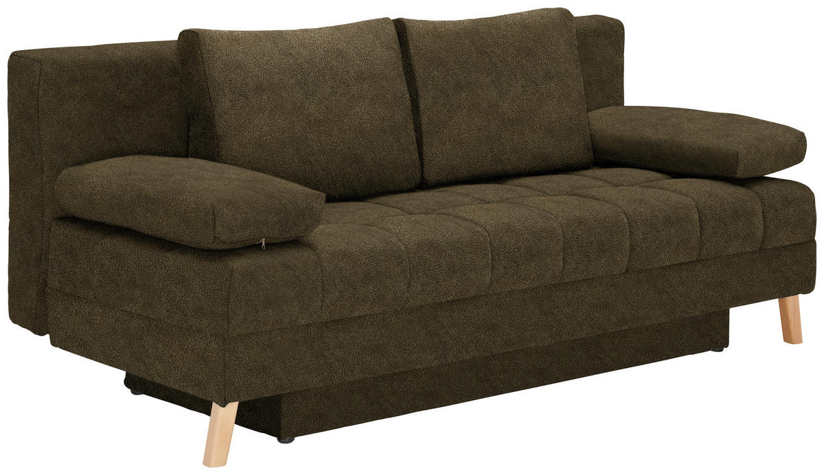 SCHLAFSOFA in Flachgewebe Grün  - Naturfarben/Grün, Konventionell, Holz/Textil (195/90/90cm) - Cantus