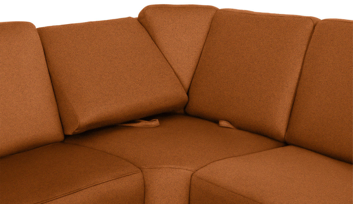 WOHNLANDSCHAFT in Flachgewebe Cognac  - Chromfarben/Cognac, KONVENTIONELL, Textil/Metall (163/336/240cm) - Beldomo System