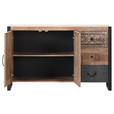 SIDEBOARD Mangoholz massiv Braun, Naturfarben, Schwarz Einlegeboden, Rückwand, Füße  - Schwarz/Braun, Design, Holz/Holzwerkstoff (130/80/43cm) - Landscape