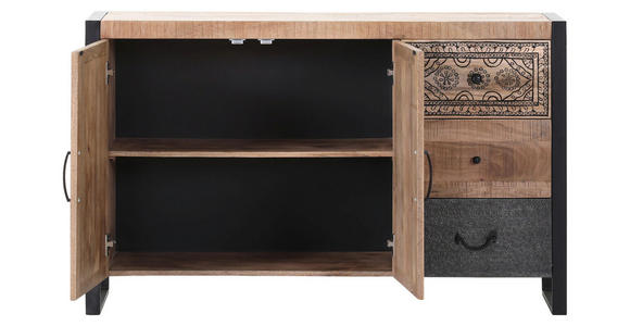 SIDEBOARD Mangoholz massiv Braun, Naturfarben, Schwarz Einlegeboden, Rückwand, Füße  - Schwarz/Braun, Design, Holz/Holzwerkstoff (130/80/43cm) - Landscape