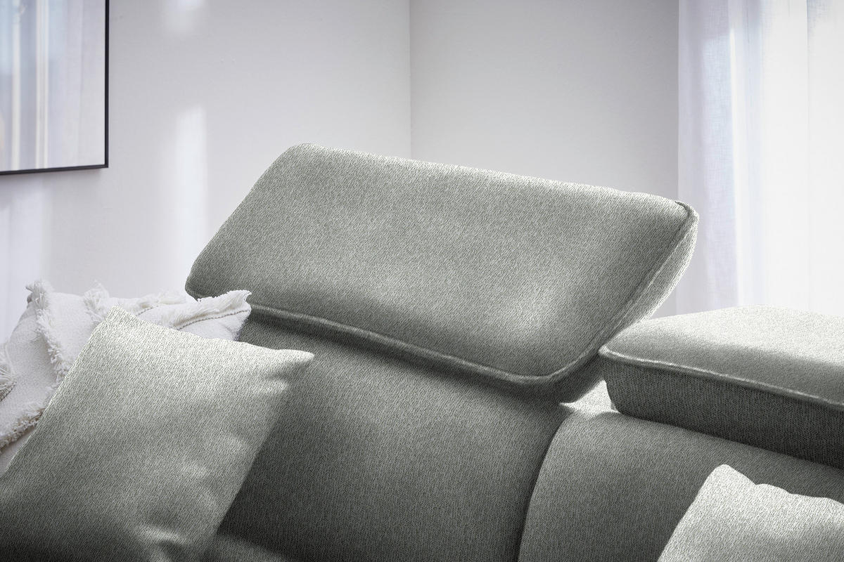 ECKSOFA in Struktur Ecru  - Ecru/Schwarz, Design, Holz/Textil (185/232cm) - Stylife