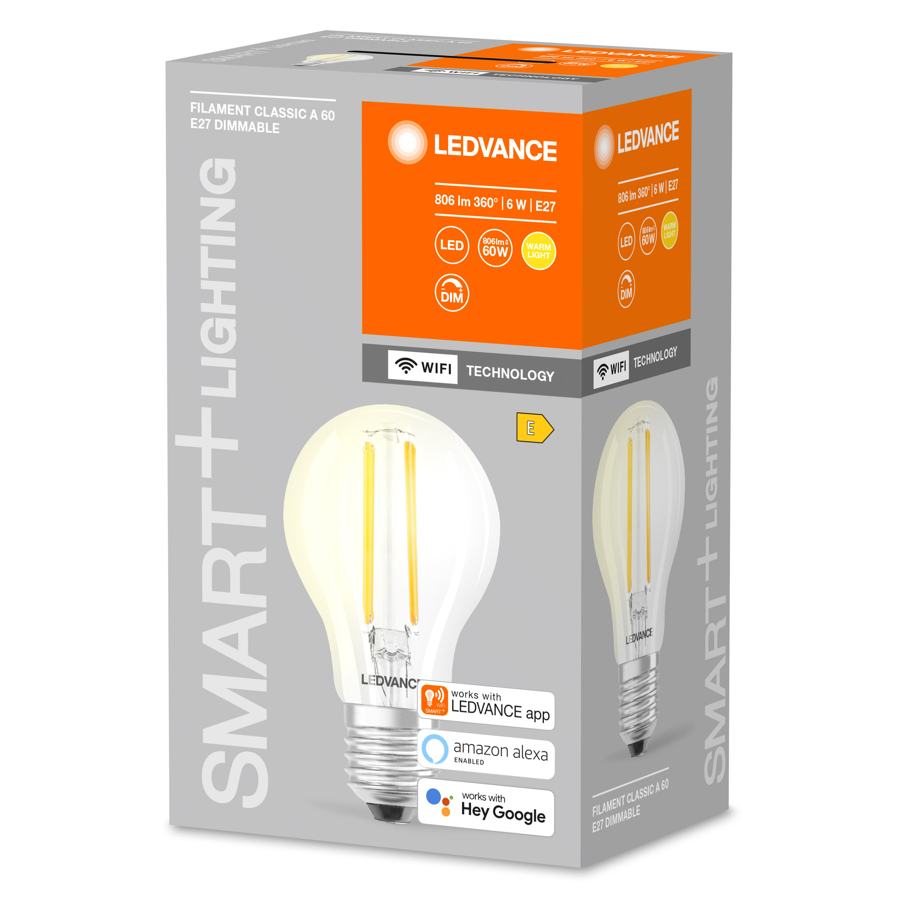 LED-LEUCHTMITTEL Smart+ Wifi Filament Classic A 60 E27  - Basics, Glas/Metall (6/10,5cm) - Ledvance