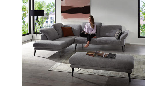 WOHNLANDSCHAFT in Textil Grau - Schwarz/Grau, Design, Textil/Metall (281/226cm) - Valnatura