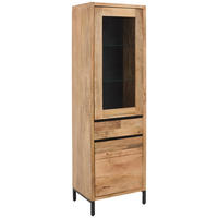 VITRINE in furniert, massiv Mangoholz   - Schwarz/Naturfarben, KONVENTIONELL, Glas/Holz (56/184/42cm) - Livetastic