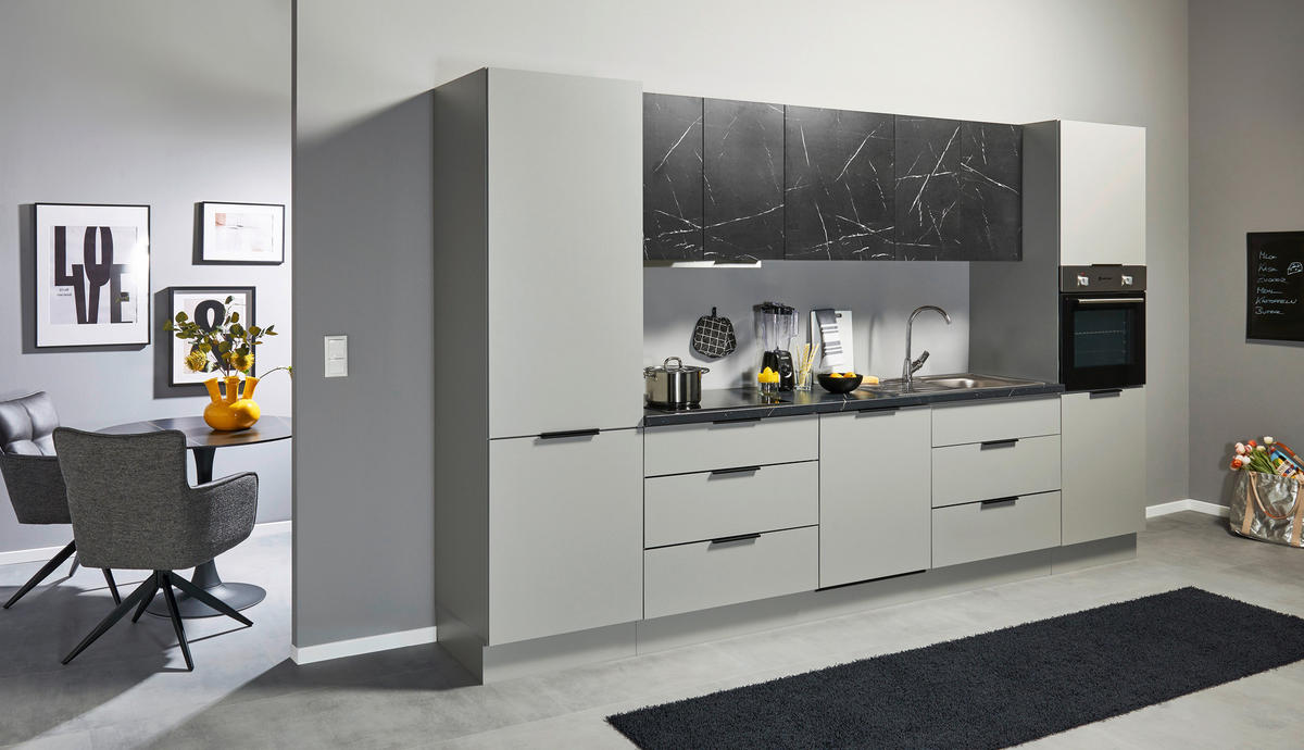 KÜCHENLEERBLOCK 340 cm   in Grau  - Schwarz/Grau, Design, Holzwerkstoff/Metall (340cm) - MID.YOU