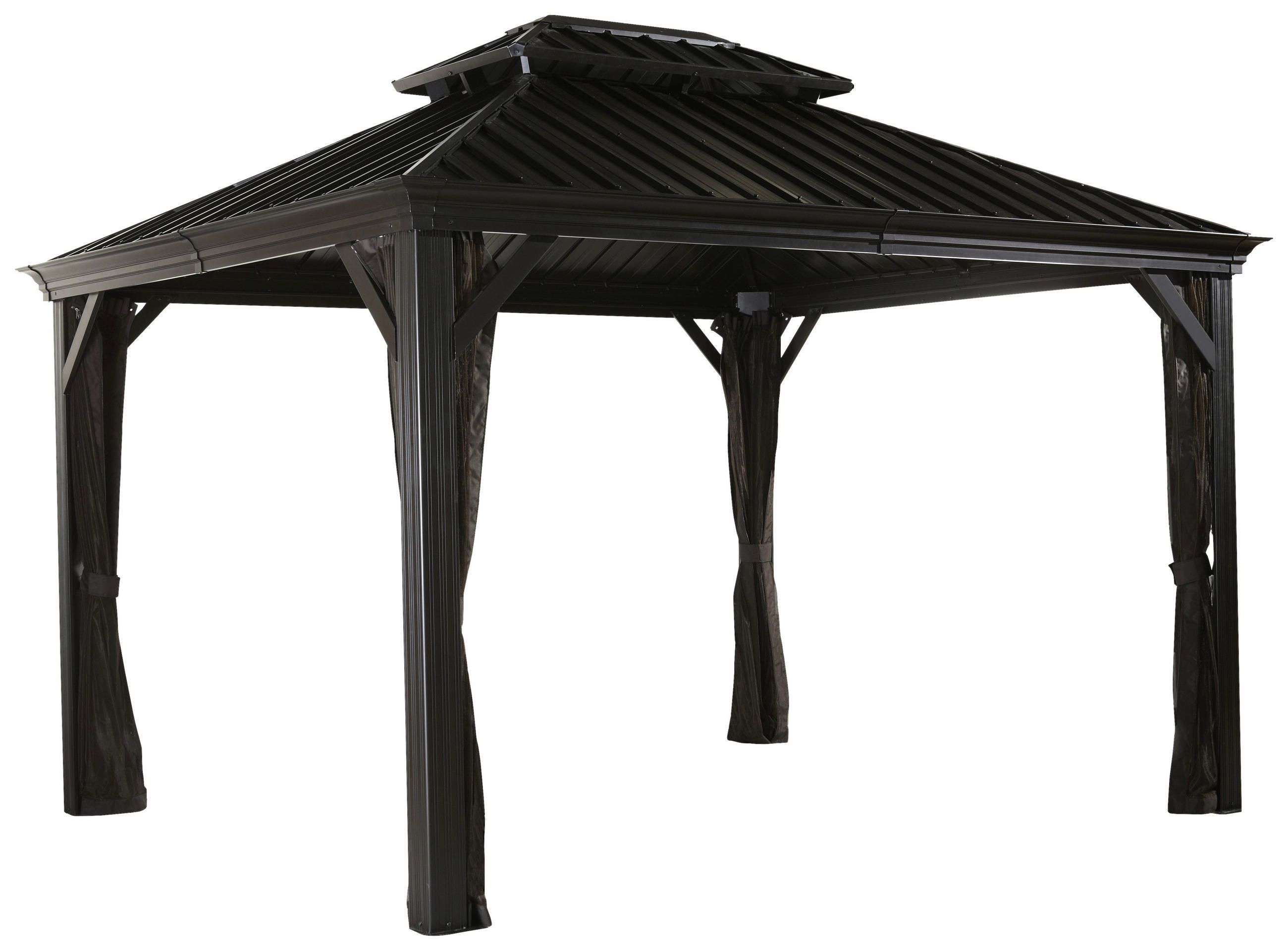ZAHRADNÍ ALTÁN velikost: 369/291/298 cm - antracitová, Basics, kov (369/291/298cm)