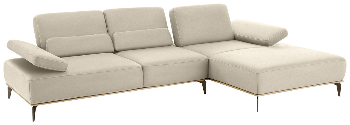 ECKSOFA in Mikrofaser Beige  - Beige/Bronzefarben, Natur, Textil/Metall (298/176cm) - Valnatura