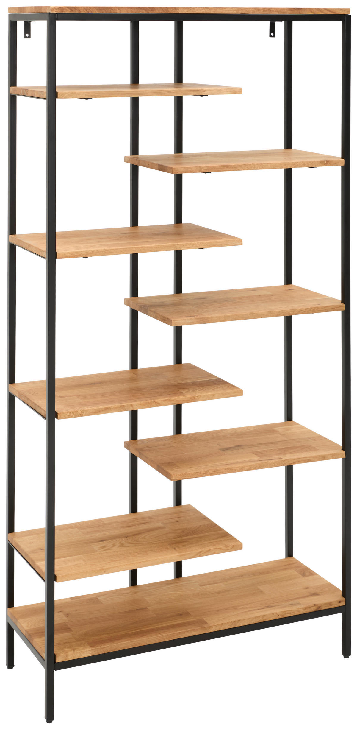 REGAL Eiche massiv Schwarz, Eichefarben  - Eichefarben/Schwarz, Trend, Holz/Metall (180/90/35cm) - Landscape